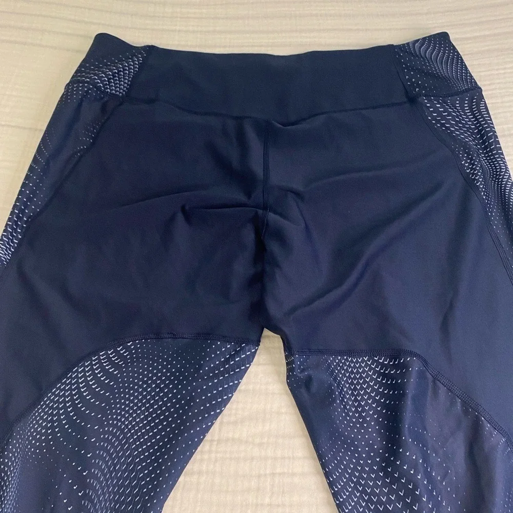 Nike Dri Fit Blue White Geometric‎ Wave Full Length Leggings Womens 1X